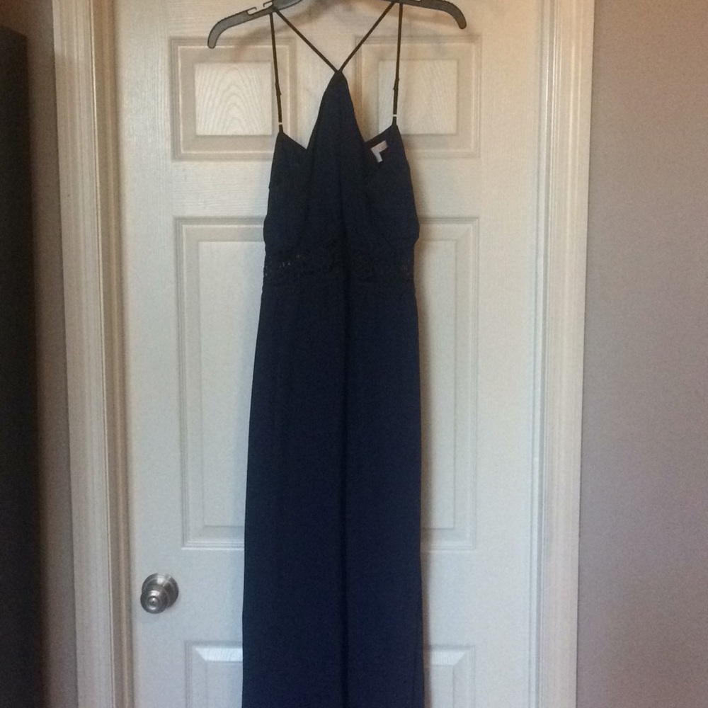 Navy maxi dress with waist cutouts